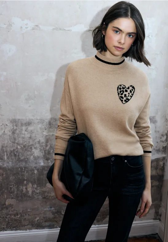 Jacquard Pullover mit Herz
