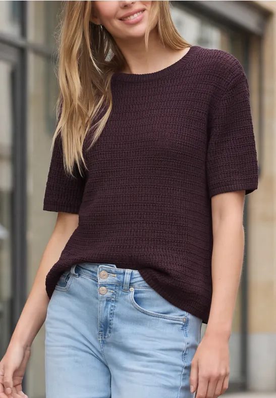 Kurzarm Pullover mit Lochmuster