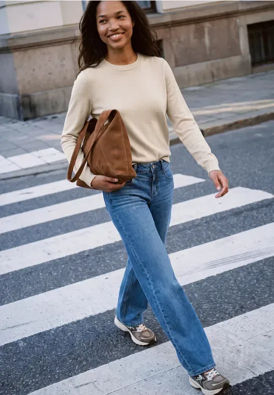 Pullover mit Rundhals in Unifarbe
