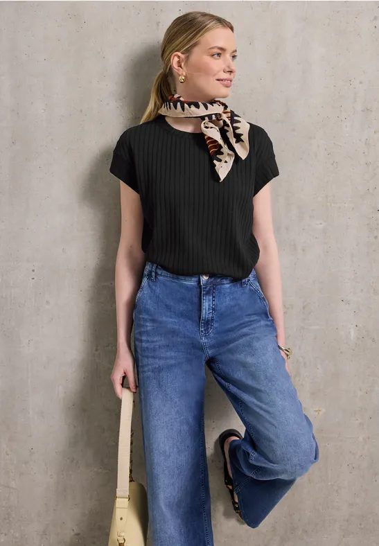 Shirt mit Rippstruktur