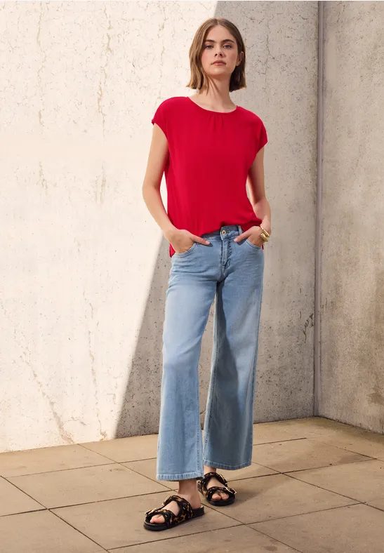 Basic Shirt mit Raffung