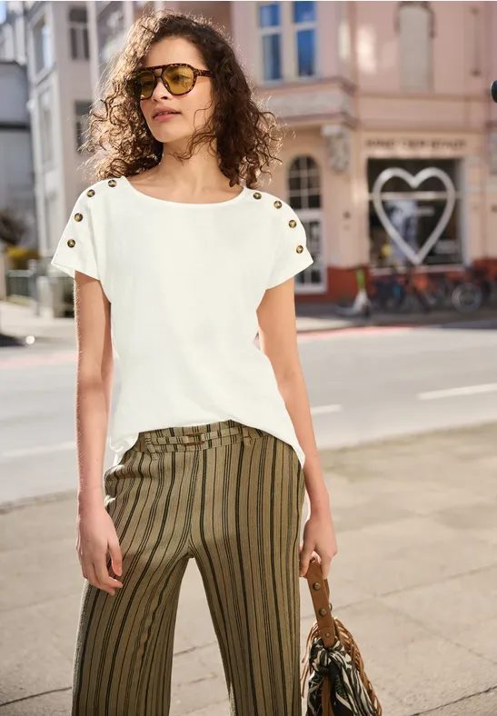 Dropped Shoulder Shirt mit Knopfdetail