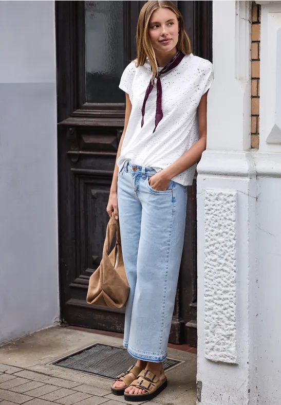 Dropped Shoulder Shirt aus Spitze