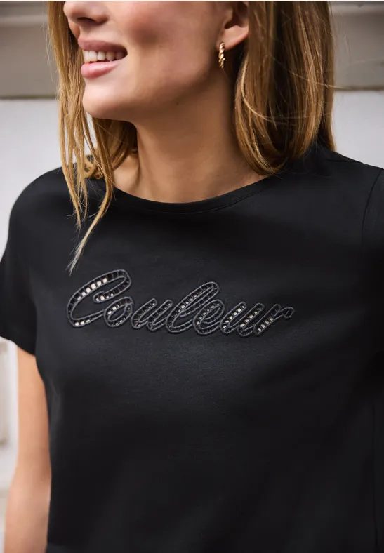 Kurzarm Shirt mit Wording Emboidery