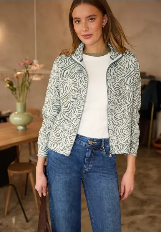 Langarm Jacke mit Print und Struktur