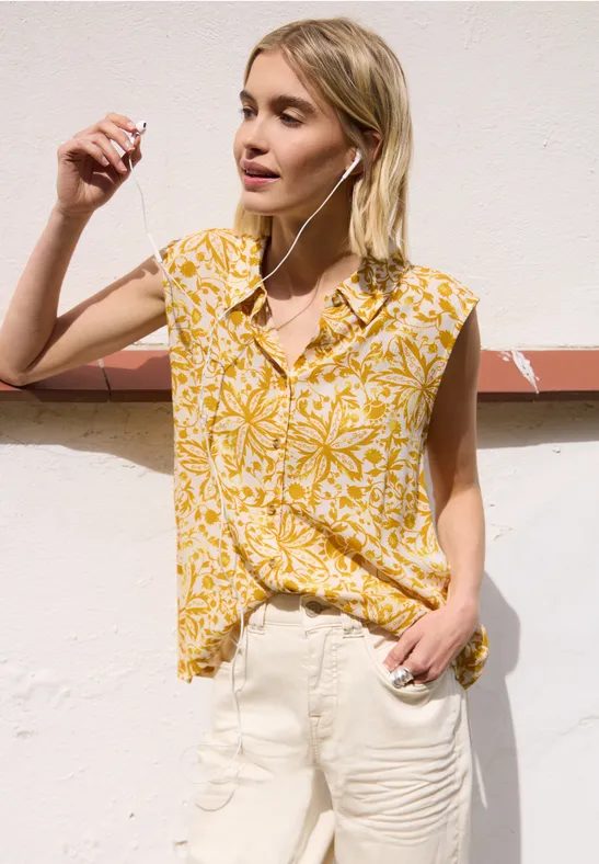 Top mit Kragen und floralem Muster