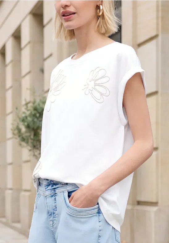 Shirt mit Rundhals und Blumen
