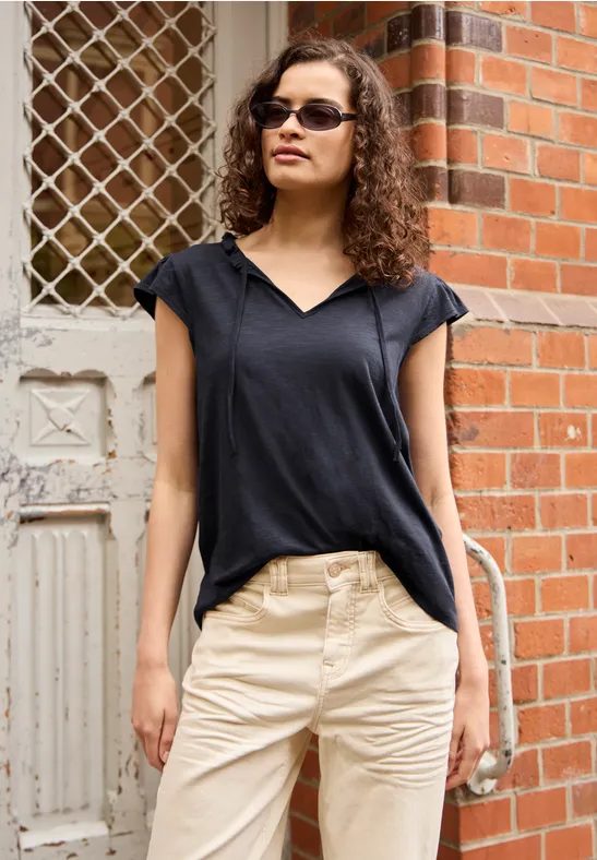 Dropped Shoulder Shirt mit Split Neck