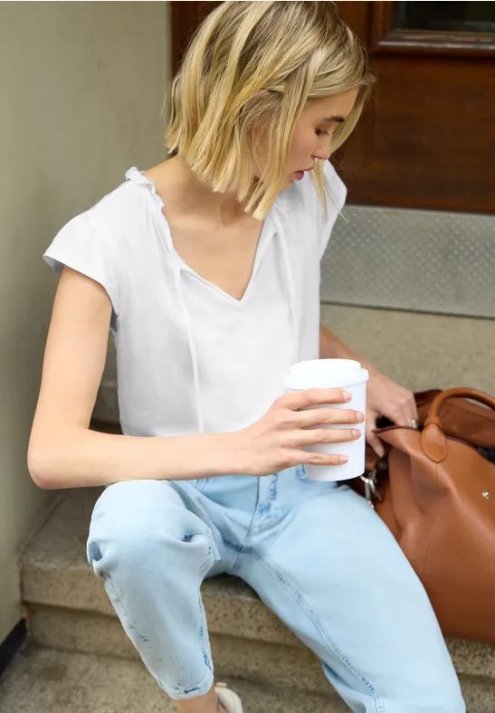 Dropped Shoulder Shirt mit Split Neck