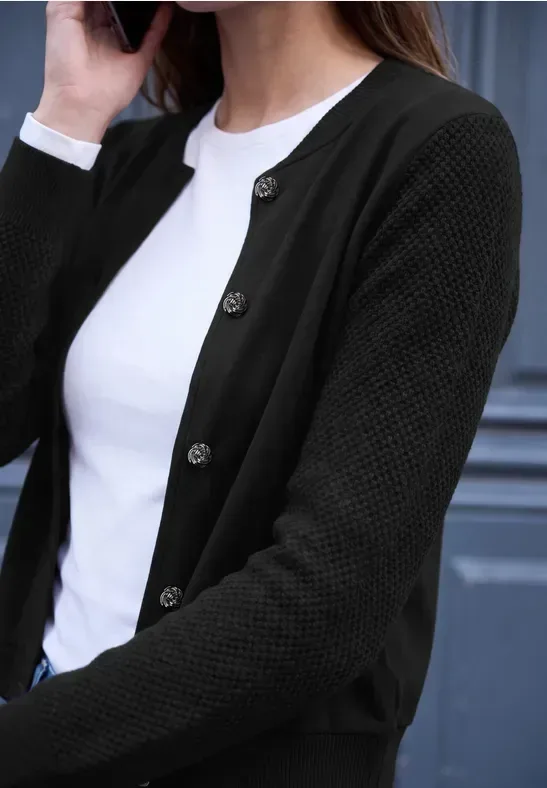 Blouson mit Strickärmeln und Knöpfen