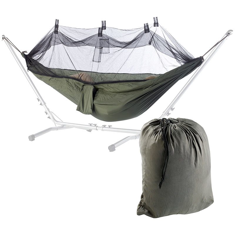 Semptec Urban Survival Technology 2er-Set Hängematte aus Fallschirmseide mit Moskitonetz