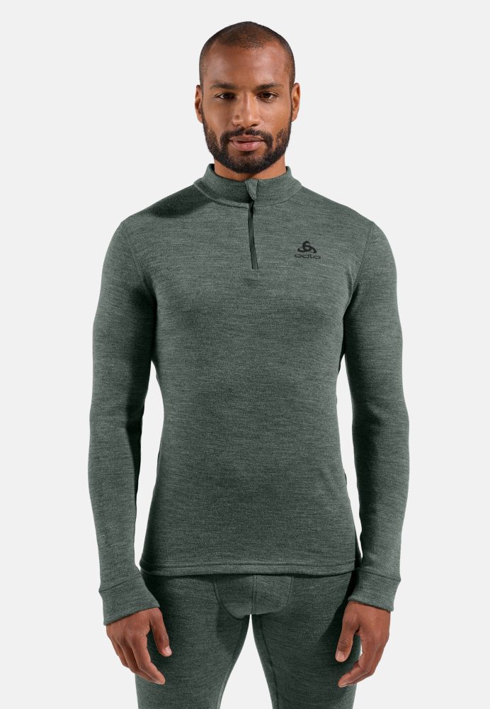 Odlo Merino 260 Base Layer Half-Zip für Herren - Wandern, Ski & Snow - grün, XL