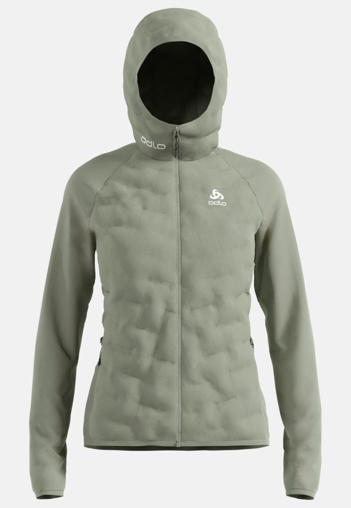 Odlo Zeroweight Insulator Langlauf-Hoodie Full-Zip für Damen - Skilanglauf - grün, XS