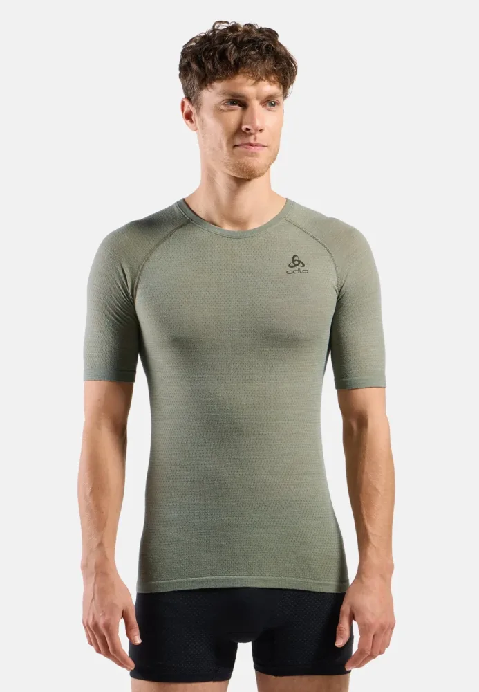 Odlo Merino Performance Wool 140 Seamless Base Layer T-Shirt für Herren - Wandern, Radsport - grün, XXL
