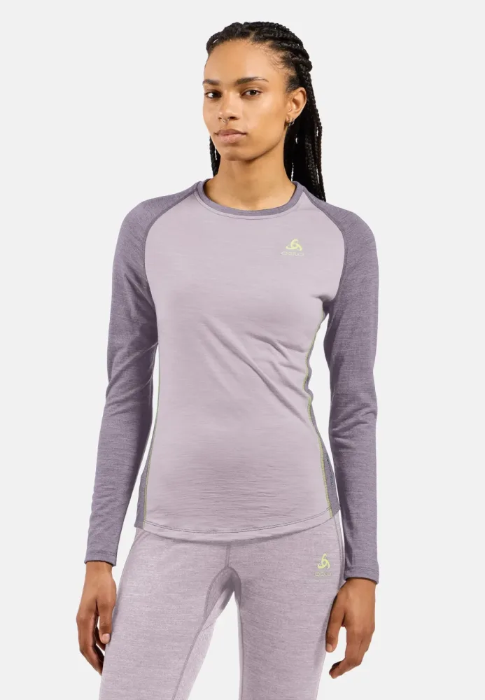 Odlo Natural Performance Wool 150 Base Layer Shirt für Damen - Wandern, Ski & Snow - lila, XS