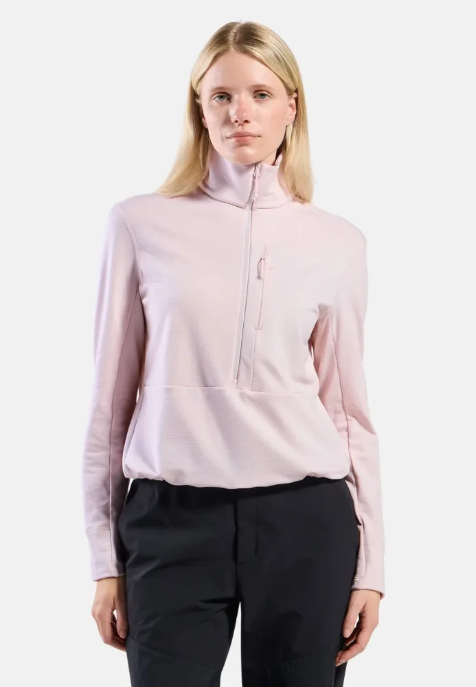 Odlo Grid Fleece Mid Layer Half-Zip für Damen - Wandern, Ski & Snow - pink, XS