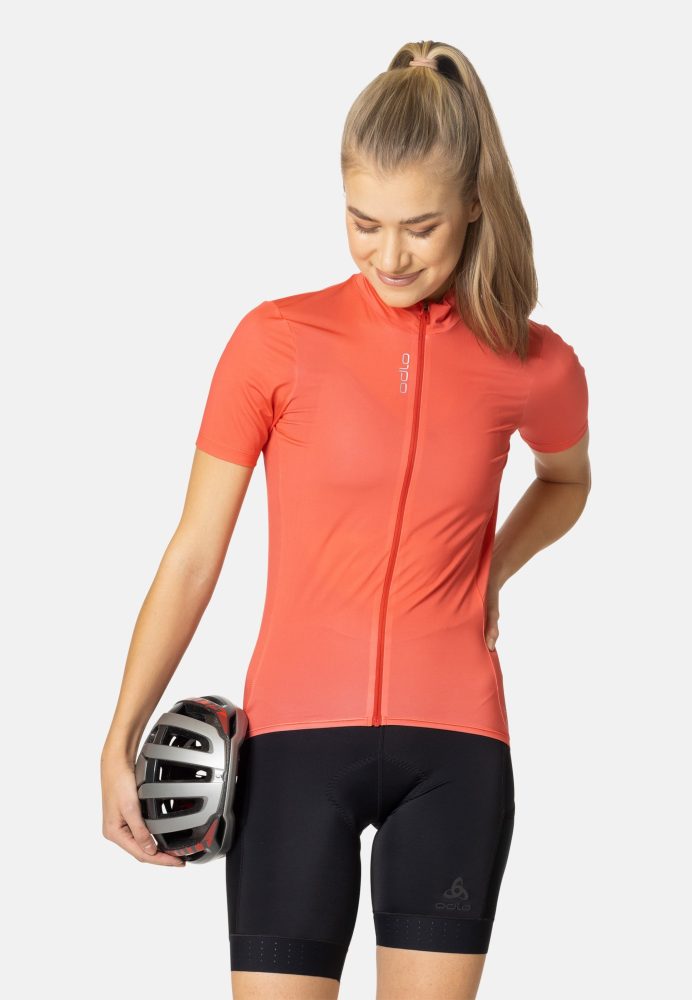 Odlo Zeroweight Chill-Tec Rad-Shirt Full-Zip für Damen - Radsport - rot, S