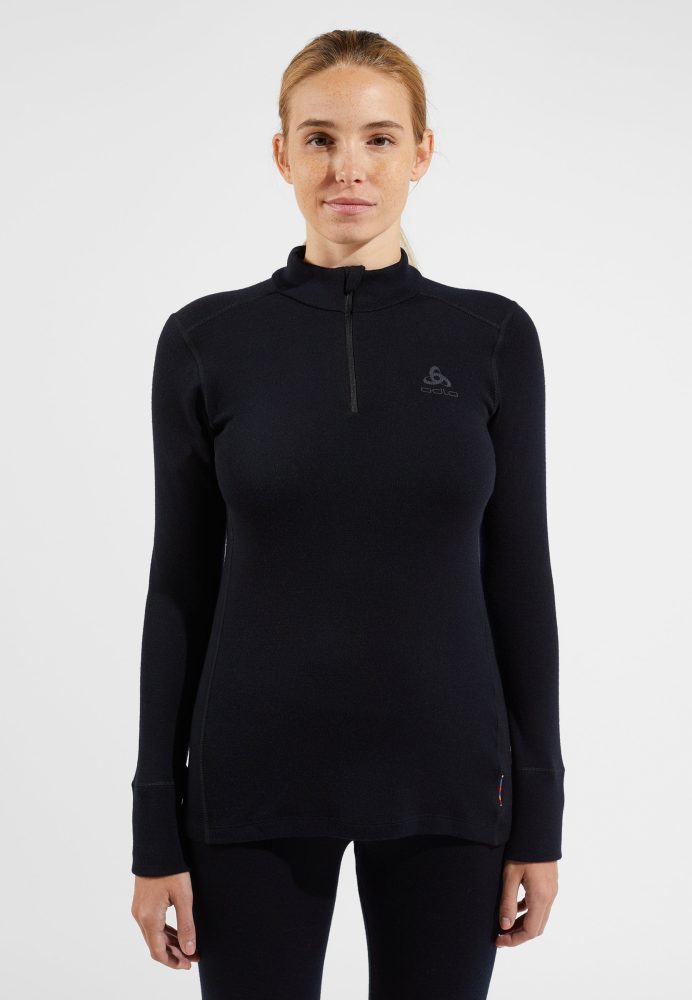 Odlo Merino 260 Base Layer Half-Zip für Damen - Wandern, Ski & Snow - schwarz, XS