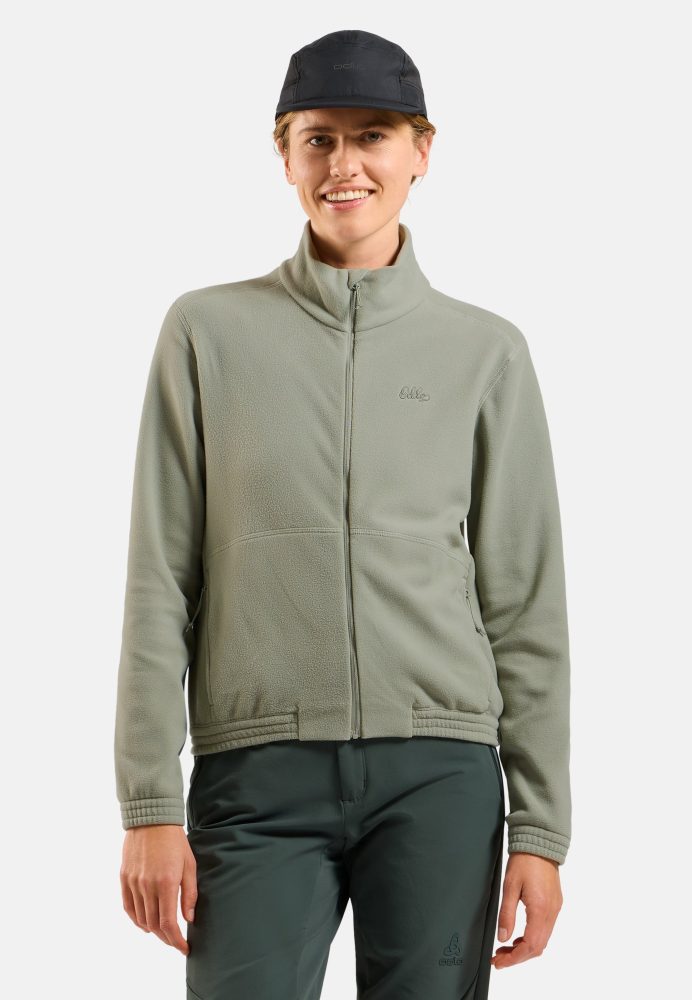Odlo Classic Fleece Mid Layer Full-Zip für Damen - Wandern, Ski & Snow - grün, XXS