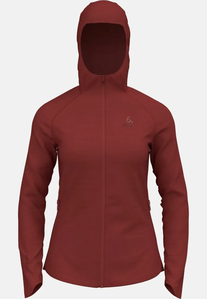 Odlo Ascent 220 Hoodie Full-Zip für Damen - Wandern, Ski & Snow - rot, XS