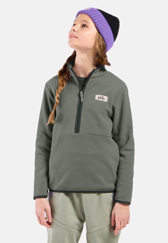 Odlo Classic Fleece Mid Layer Half-Zip für Kinder - Abenteuer & Komfort, Wandern - grün, 164