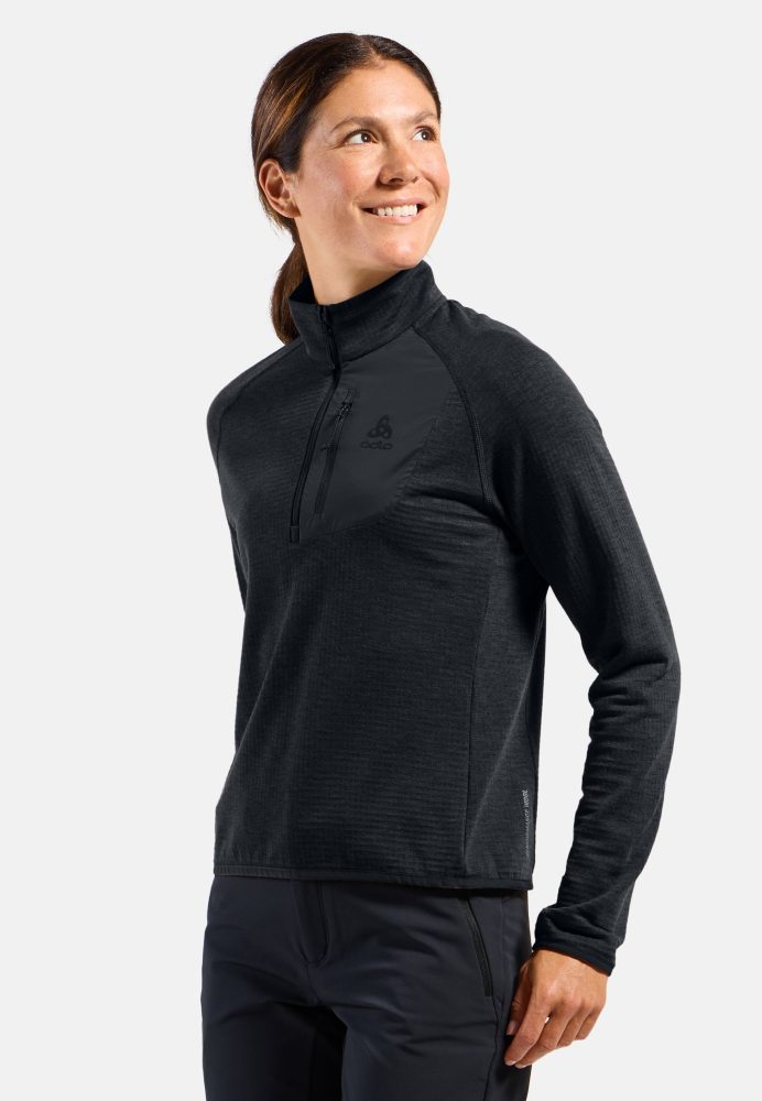 Odlo Ascent Mid Layer Half-Zip für Damen - Wandern, Ski & Snow - schwarz, L