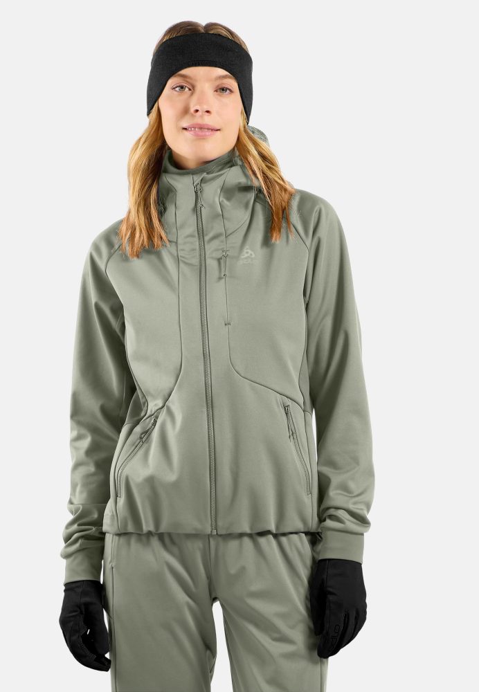 Odlo Zeroweight Windproof X Warm Langlaufjacke für Damen - Skilanglauf - grün, L