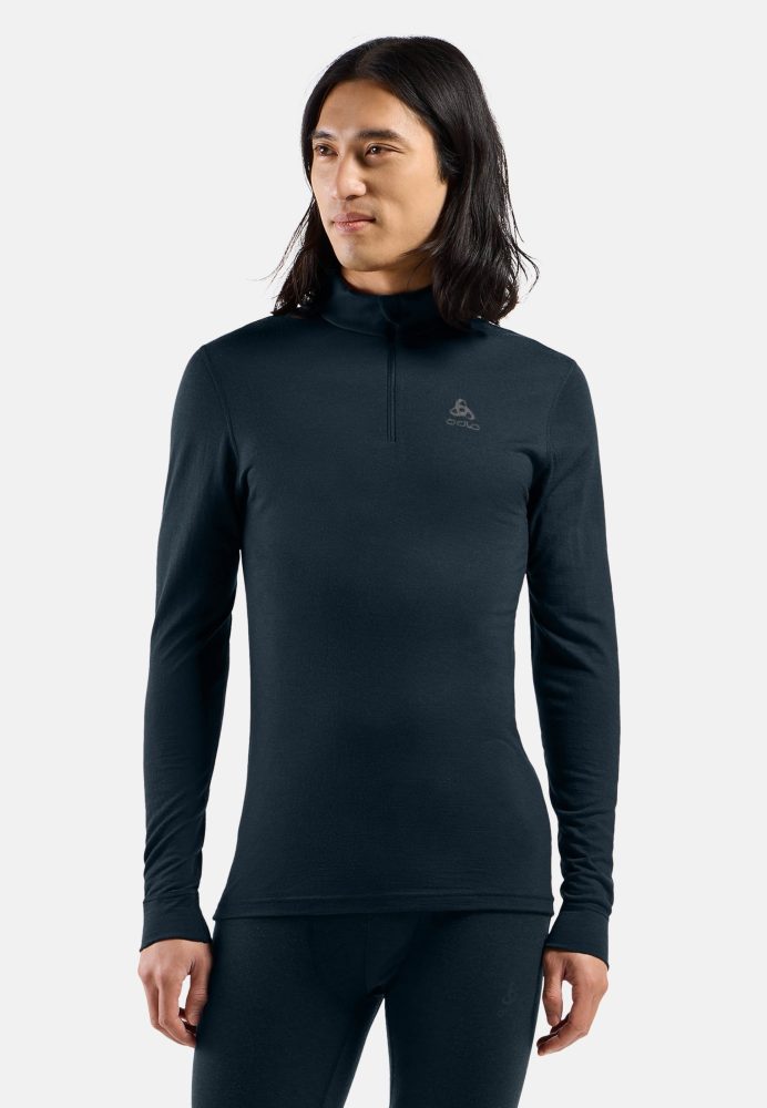 Odlo Merino 200 Base Layer Half-Zip für Herren - Wandern, Ski & Snow - marineblau, S