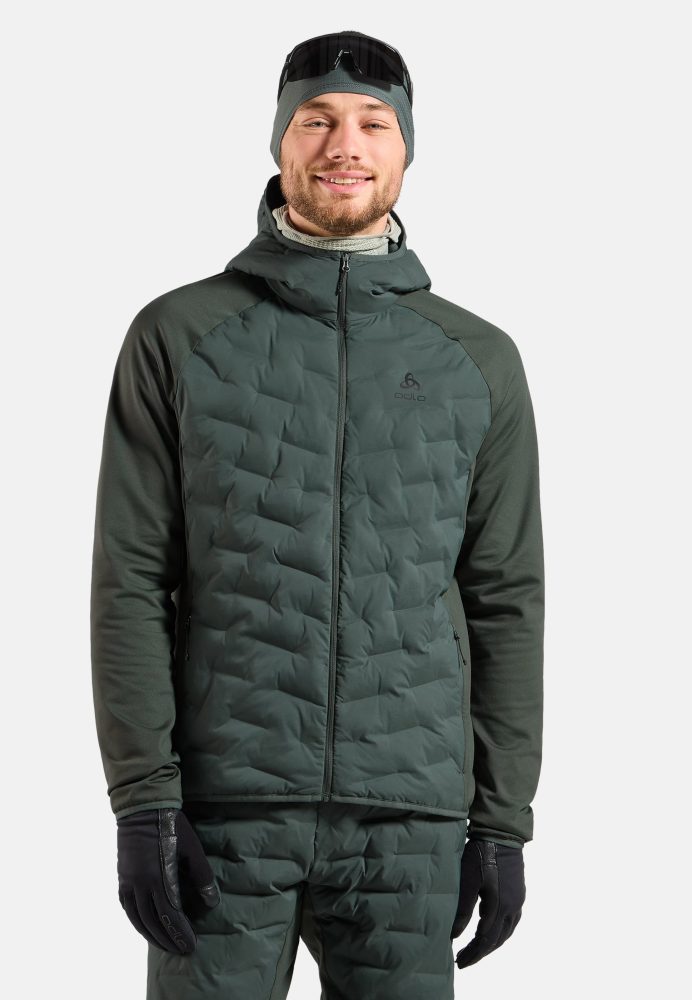 Odlo Zeroweight Insulator Langlauf-Hoodie Full-Zip für Herren - Skilanglauf, Ski & Snow - grün, S