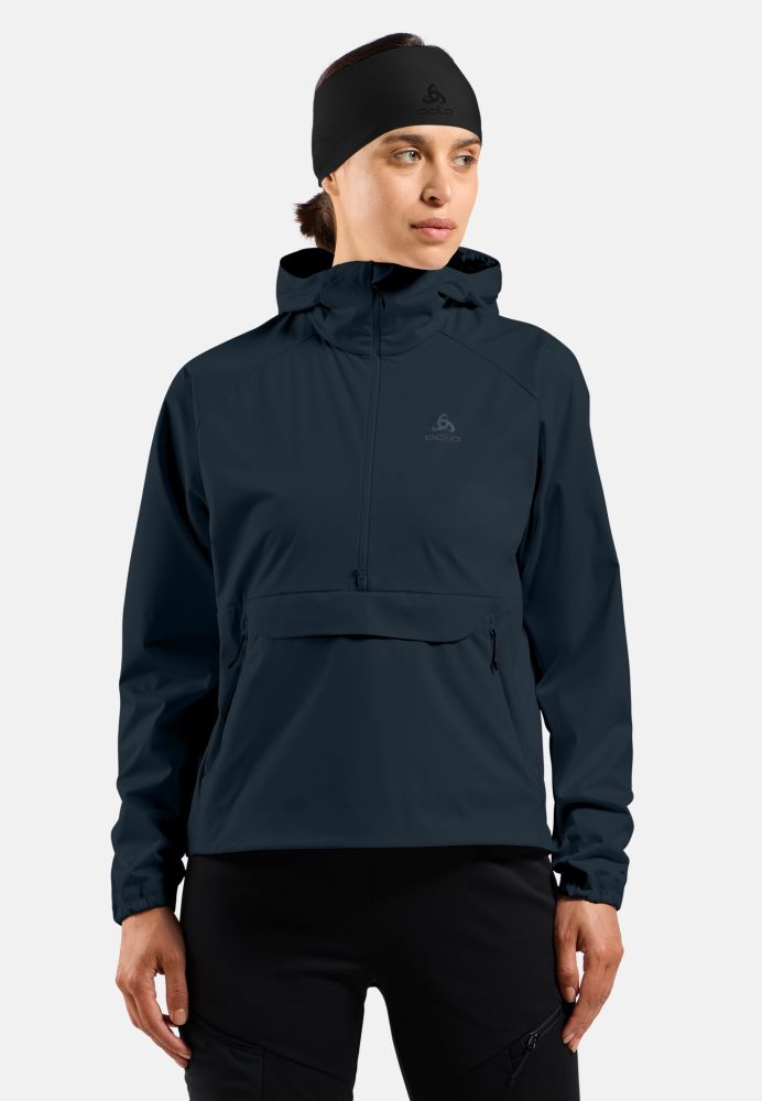 Odlo Zeroweight Pro Windproof Anorak Langlaufjacke für Damen - Skilanglauf - marineblau, M