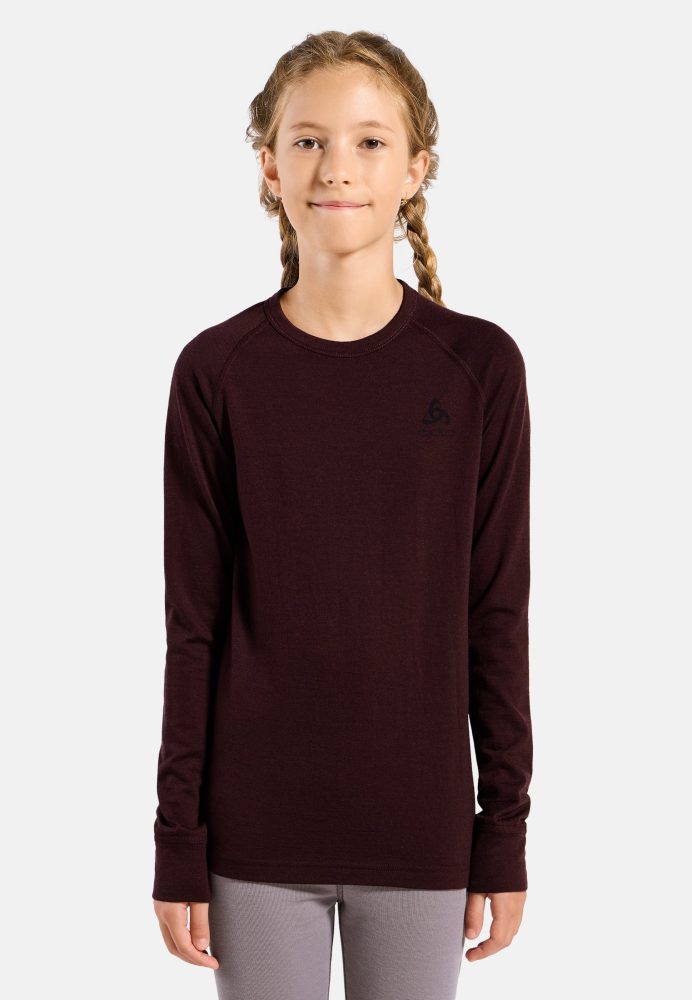 Odlo Merino 200 Base Layer Shirt für Kinder - Wandern, Ski & Snow - maron, 140