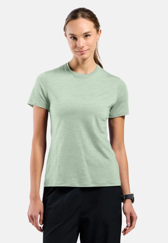 Odlo Merino Tencel Plain T-Shirt für Damen - Wandern, Casual Comfort - grün, XS