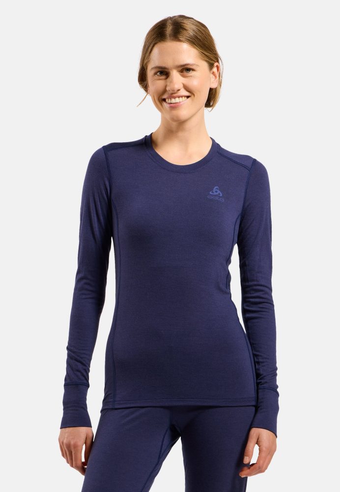 Odlo Merino 200 Base Layer Shirt für Damen - Wandern, Ski & Snow - blau, XS