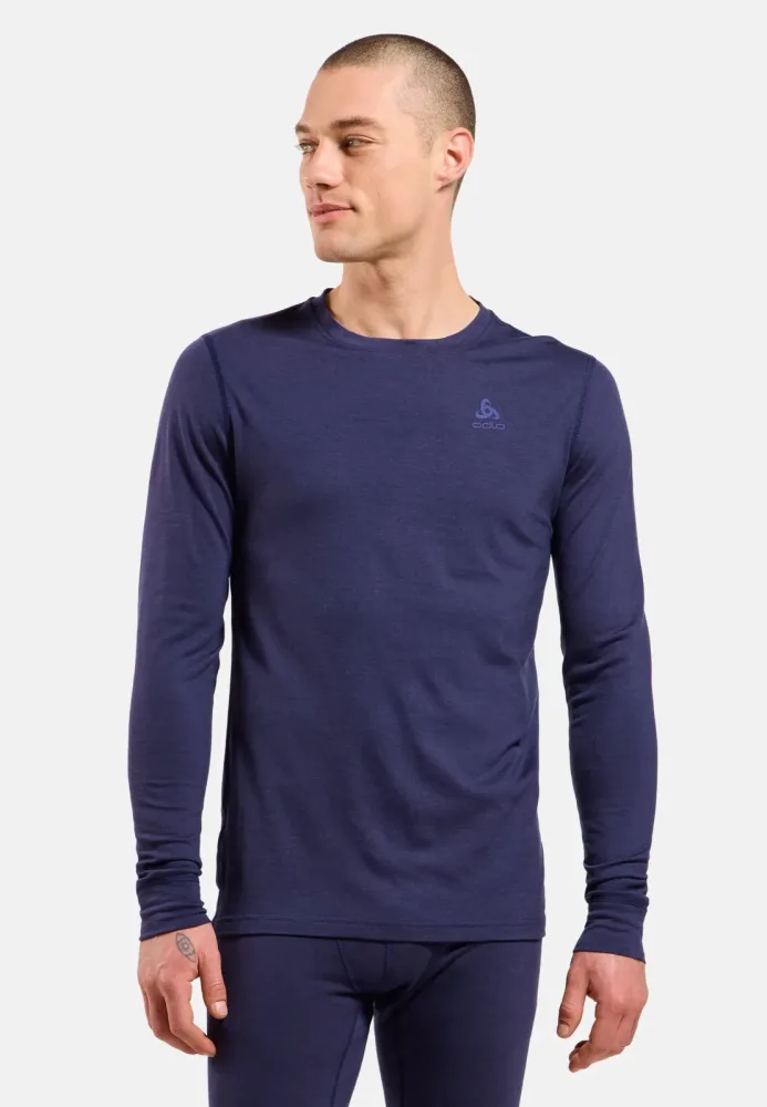 Odlo Merino 200 Base Layer Shirt für Herren - Wandern, Ski & Snow - blau, M