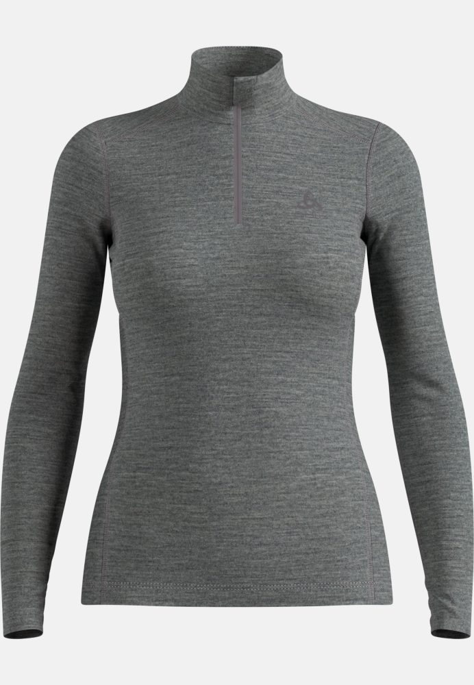 Odlo Merino 200 Base Layer Half-Zip für Damen - Wandern, Ski & Snow - grau, M