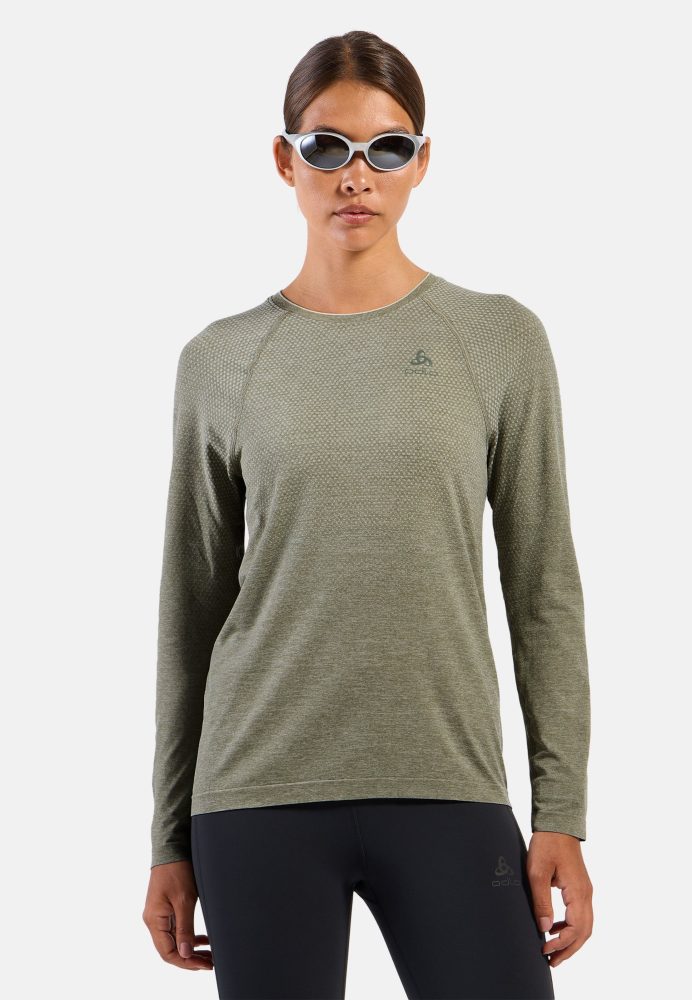 Odlo Essential Seamless Langarm-Laufshirt für Damen - Training, Running - grün, XL
