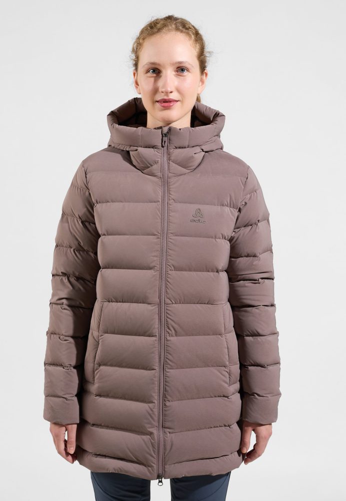 Odlo Ascent N-Thermic Hooded Isolationsjacke für Damen - Casual Comfort - braun, XS