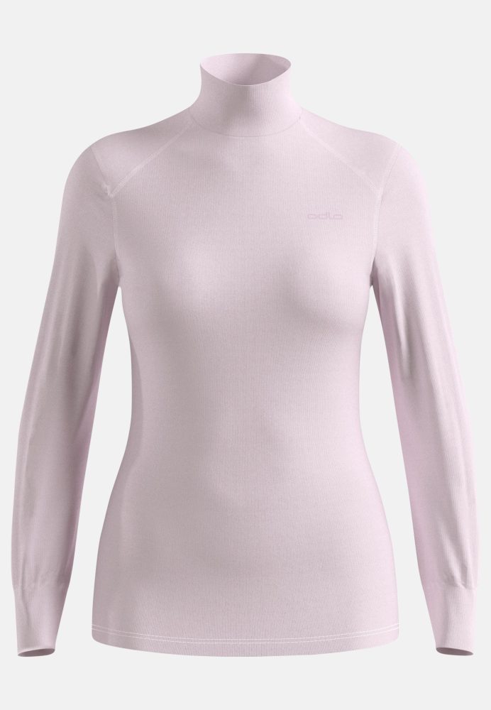Odlo Active Warm Base Layer Shirt mit Stehkragen für Damen - Wandern, Ski & Snow - pink, L
