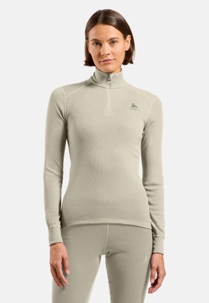 Odlo Active Warm Base Layer Half-Zip für Damen - Wandern, Ski & Snow - beige, S