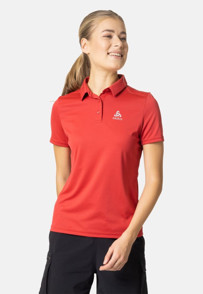 Odlo Cardada Poloshirt für Damen - Wandern, Casual Comfort - rot, S