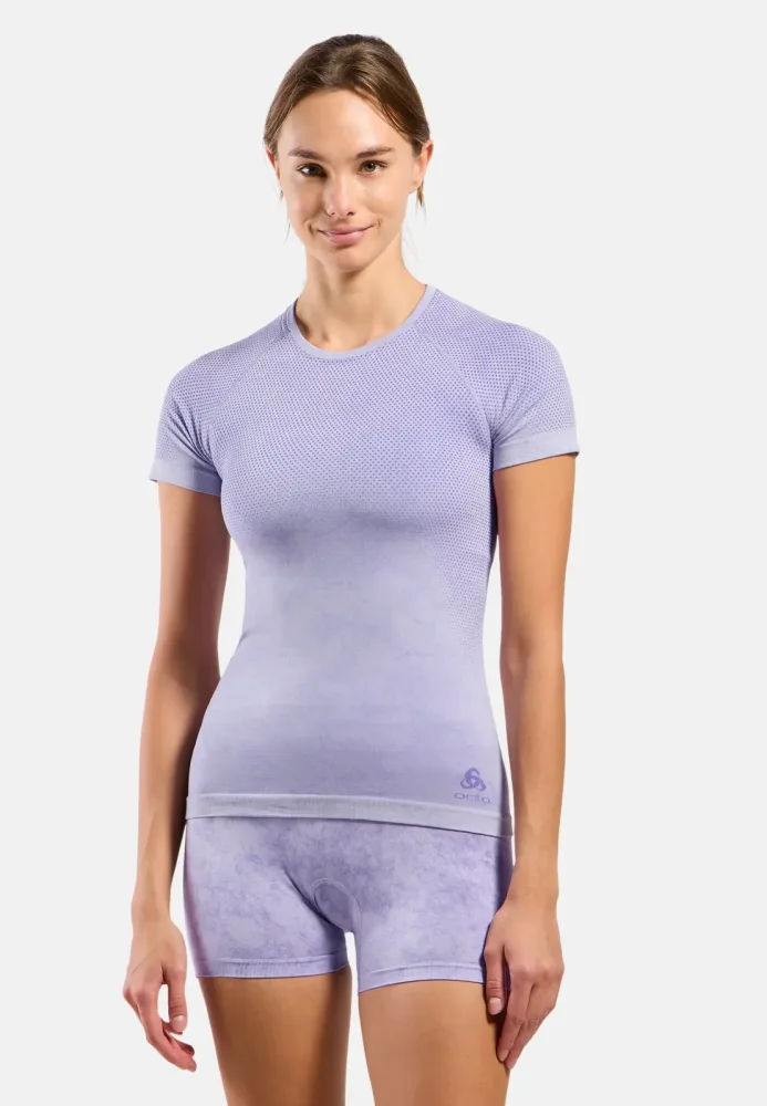 Odlo Kurzärmeliger Performance Light Base Layer mit Rain-Dye-Effekt für Damen - Training, Radsport - lila, M