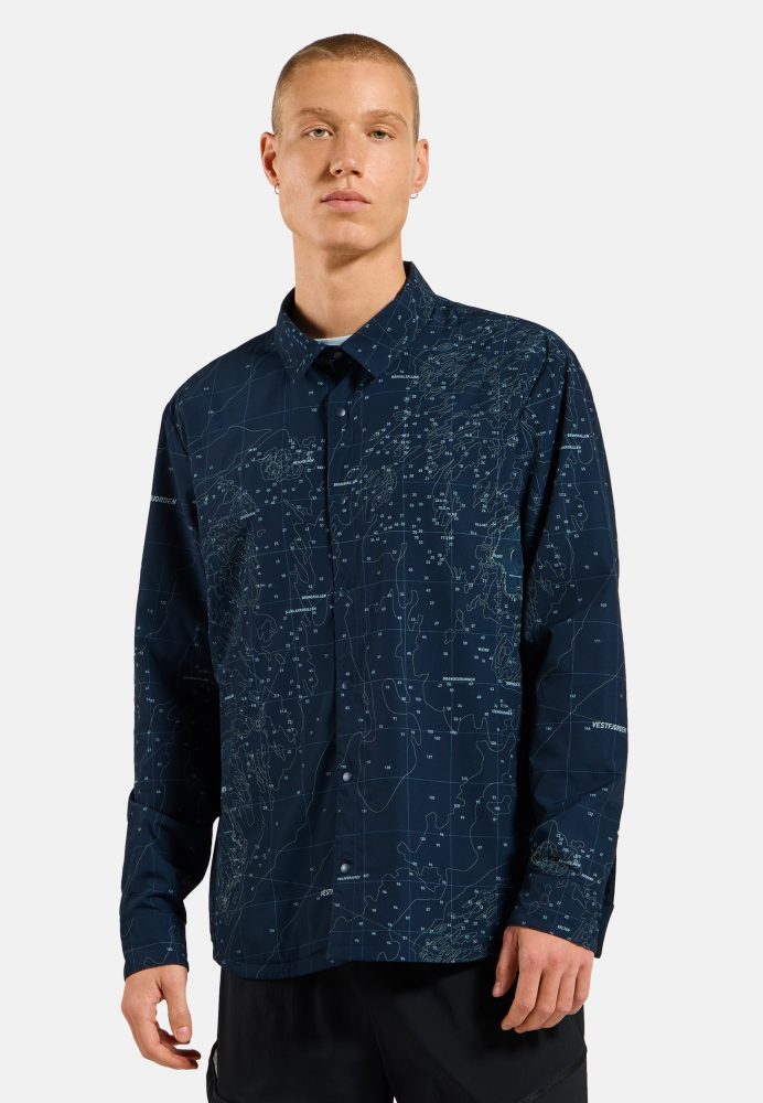 Odlo Transition Insulated Langarmhemd für Herren - Wandern, Casual Comfort - marineblau, XXL