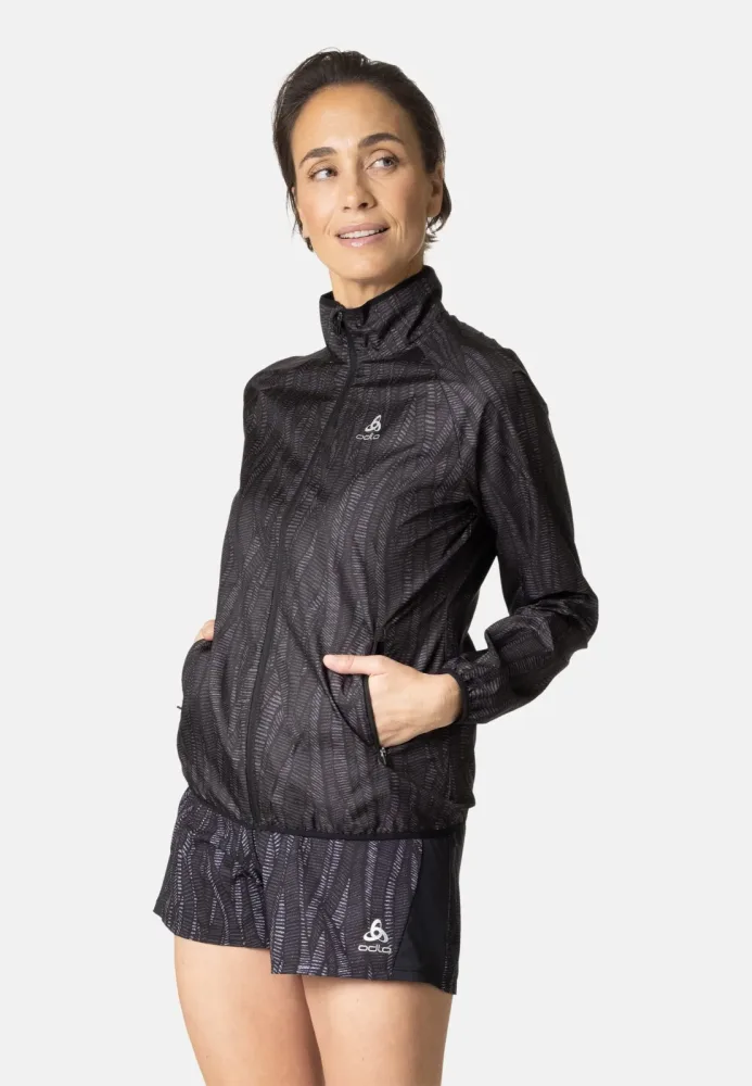 Odlo Essentials Light Laufjacke mit Print für Damen - Running - schwarz, XS