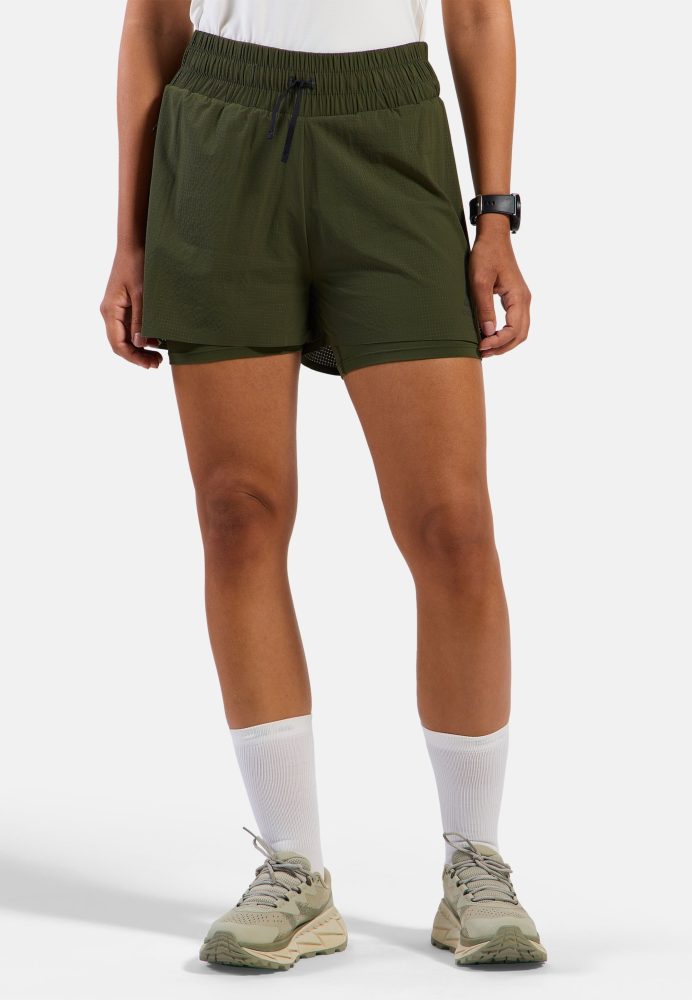 Odlo Zeroweight 3 Inch 2-In-1 Laufshorts für Damen - Training, Running - grün, XS