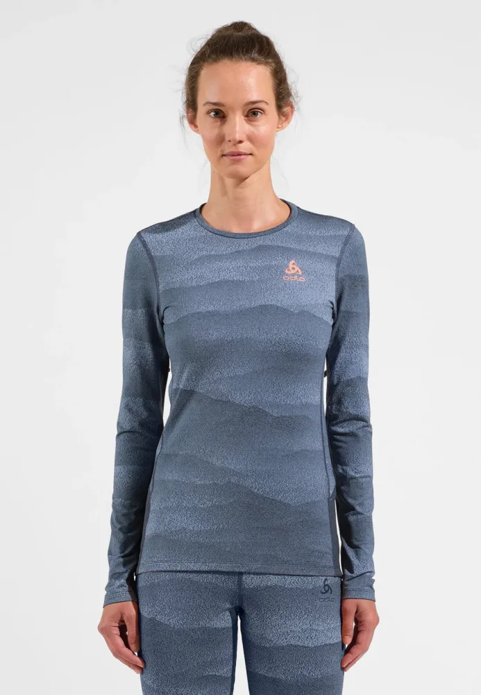 Odlo Active Warm Whistler Base Layer Shirt für Damen - Wandern, Ski & Snow - blau, L
