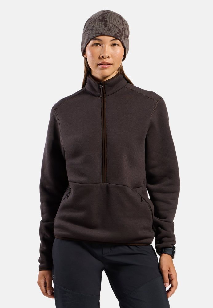 Odlo Wool Mid Layer Half-Zip für Kinder - Wandern, Ski & Snow - braun, M/L