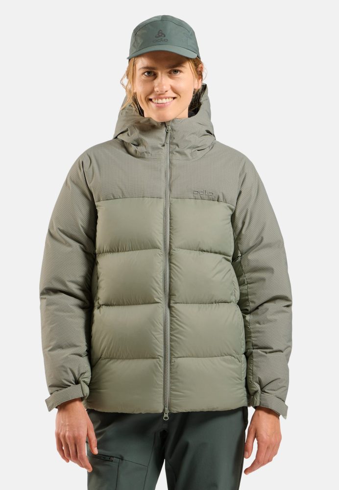Odlo Down Hooded Isolationsjacke für Damen - Wandern, Casual Comfort - grün, XXS