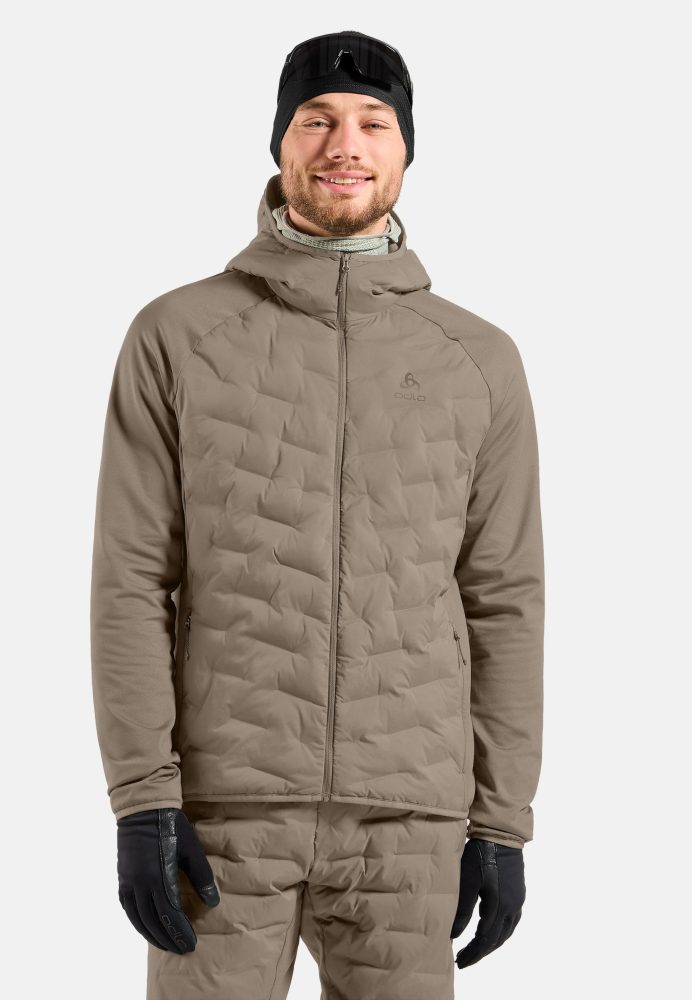 Odlo Zeroweight Insulator Langlauf-Hoodie Full-Zip für Herren - Skilanglauf, Ski & Snow - beige, XL