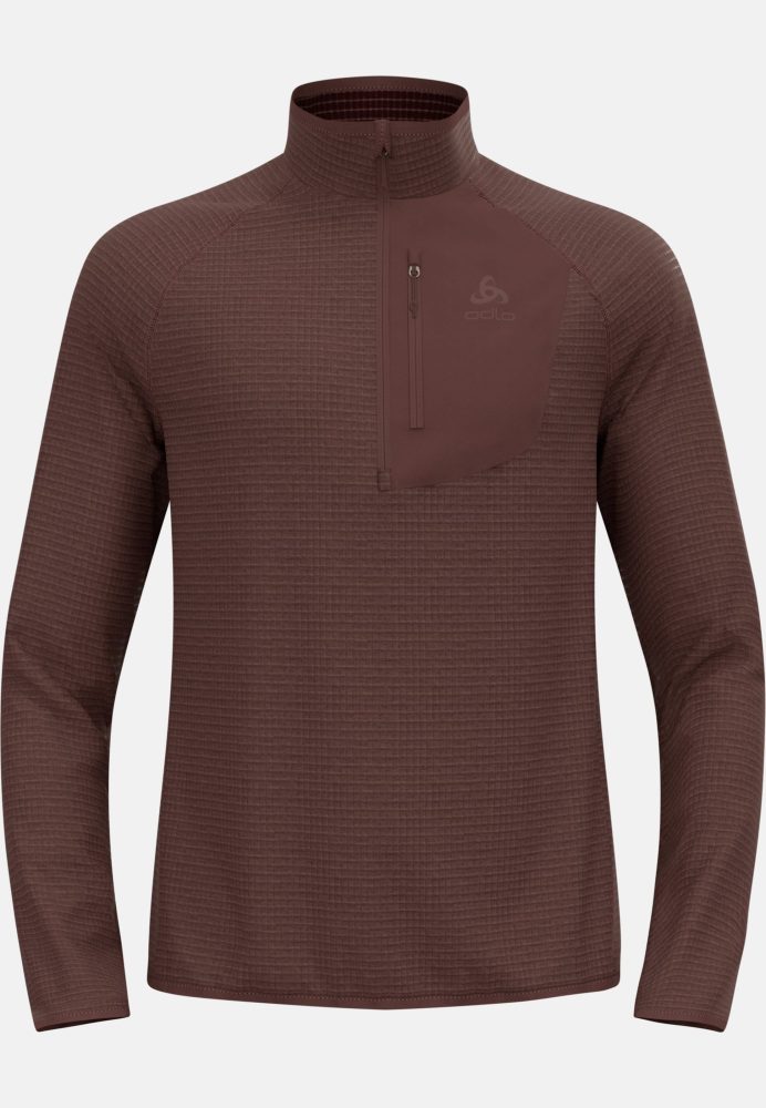 Odlo Ascent Mid Layer Half-Zip für Herren - Wandern, Ski & Snow - maron, S