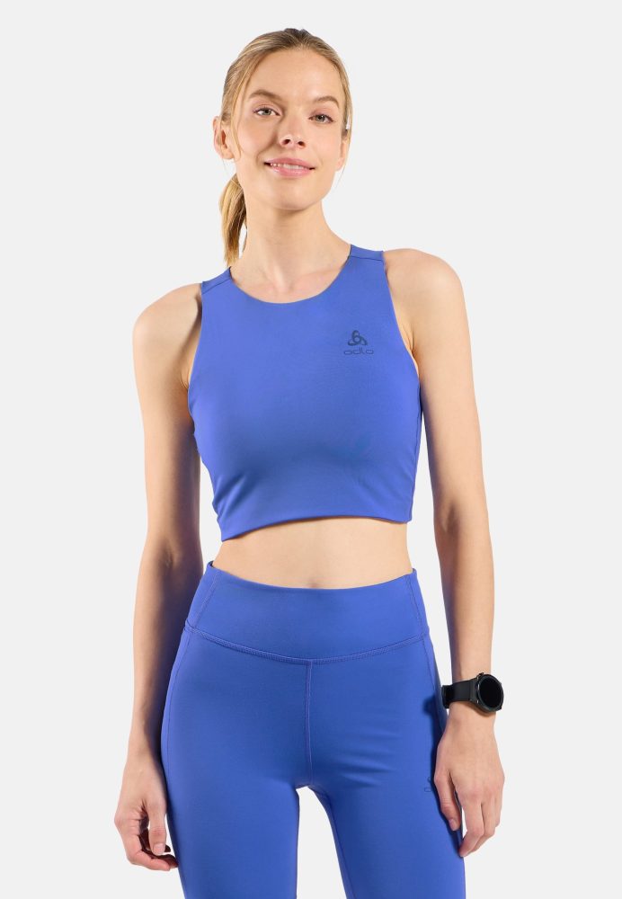 Odlo X-Alp Trail Cargo Lauf-Crop-Tank für Damen - Trail Running, Wandern - blau, XS